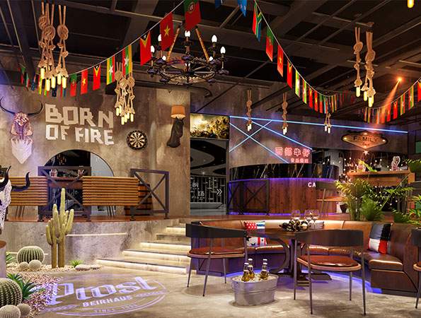 480平米复古风音乐餐吧装修设计 | 西部牛仔 480平米复古风音乐餐吧装修设计 | 西部牛仔